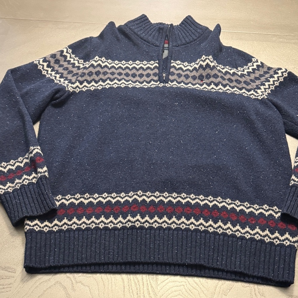 Tommy Hilfiger Men's Navy and Red Zip-Up Sweater - Picture 9 of 12